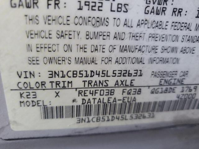 Photo 12 VIN: 3N1CB51D45L532631 - NISSAN SENTRA 