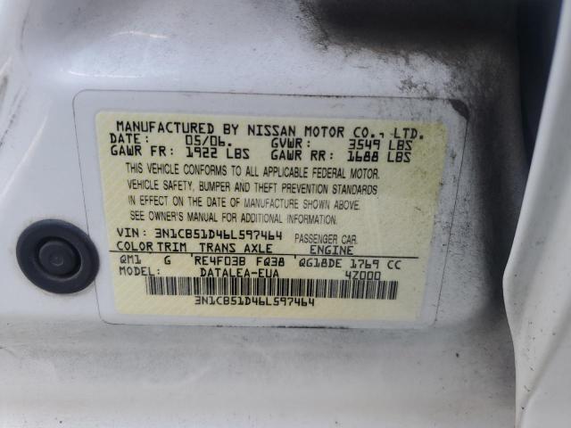 Photo 11 VIN: 3N1CB51D46L597464 - NISSAN SENTRA 1.8 