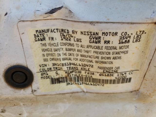 Photo 9 VIN: 3N1CB51D46L610472 - NISSAN SENTRA 1.8 