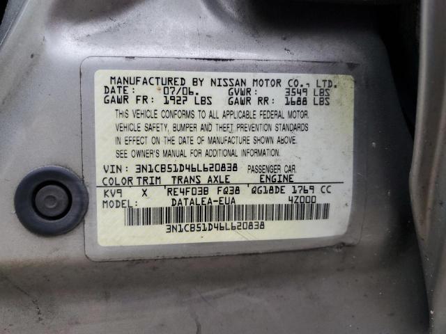 Photo 11 VIN: 3N1CB51D46L620838 - NISSAN SENTRA 1.8 