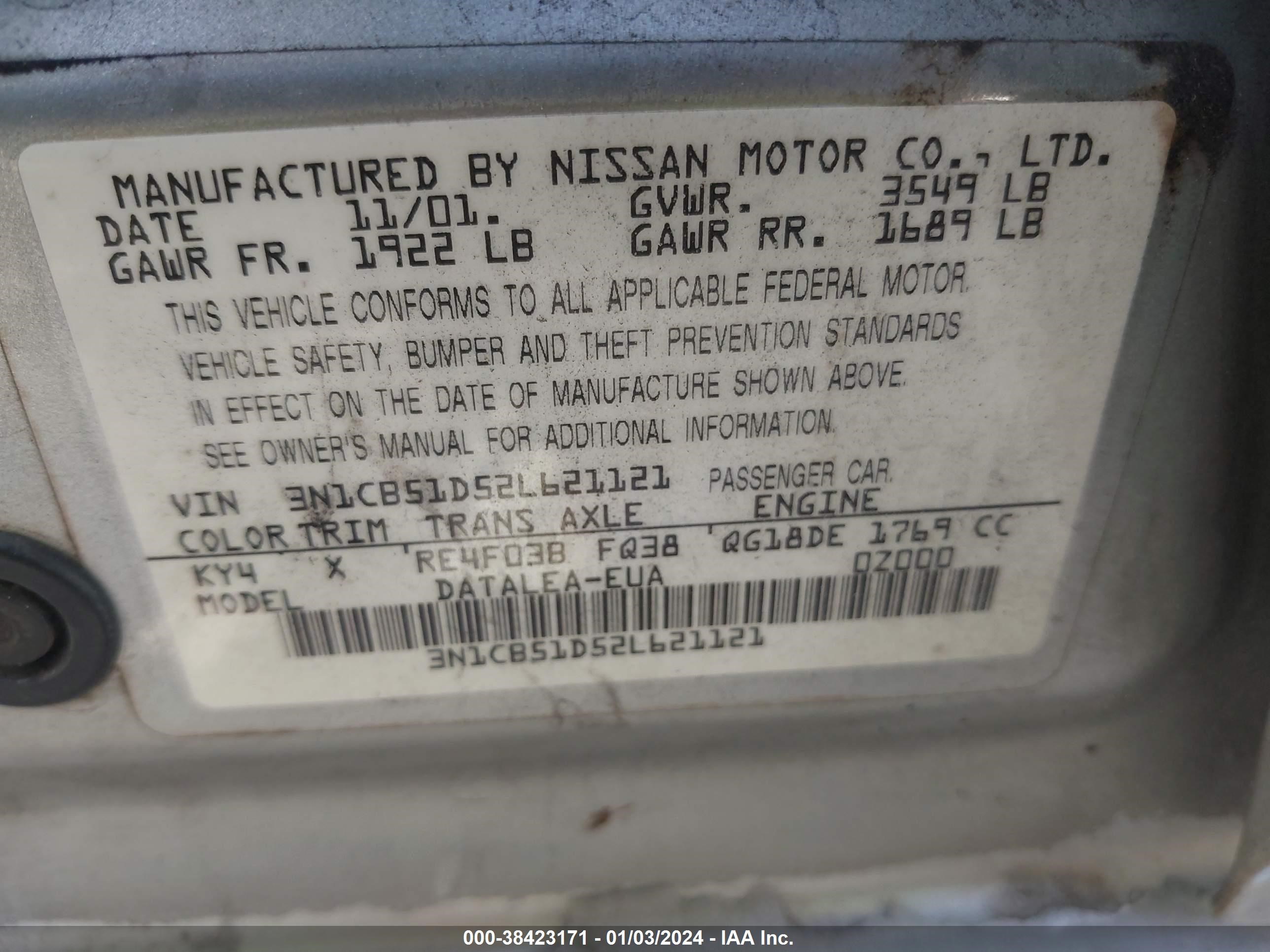 Photo 8 VIN: 3N1CB51D52L621121 - NISSAN SENTRA 