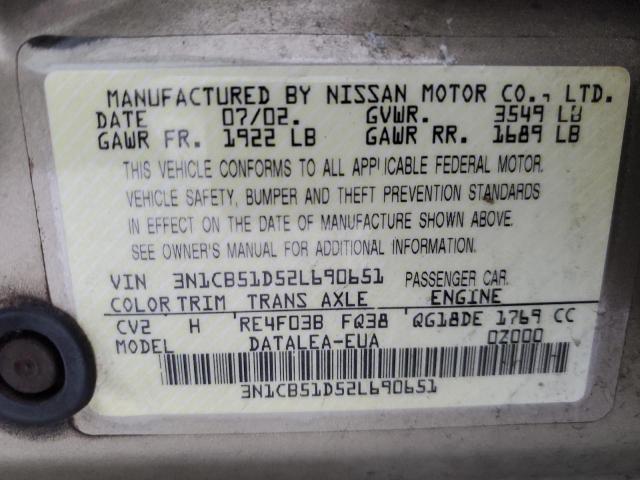 Photo 11 VIN: 3N1CB51D52L690651 - NISSAN SENTRA XE 