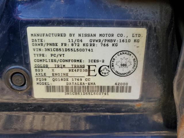 Photo 11 VIN: 3N1CB51D55L500741 - NISSAN SENTRA 