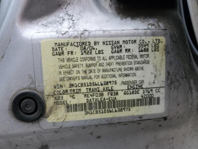 Photo 11 VIN: 3N1CB51D56L638975 - NISSAN SENTRA 1.8 