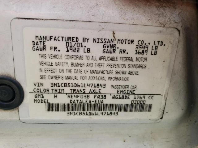 Photo 11 VIN: 3N1CB51D61L471843 - NISSAN SENTRA XE 