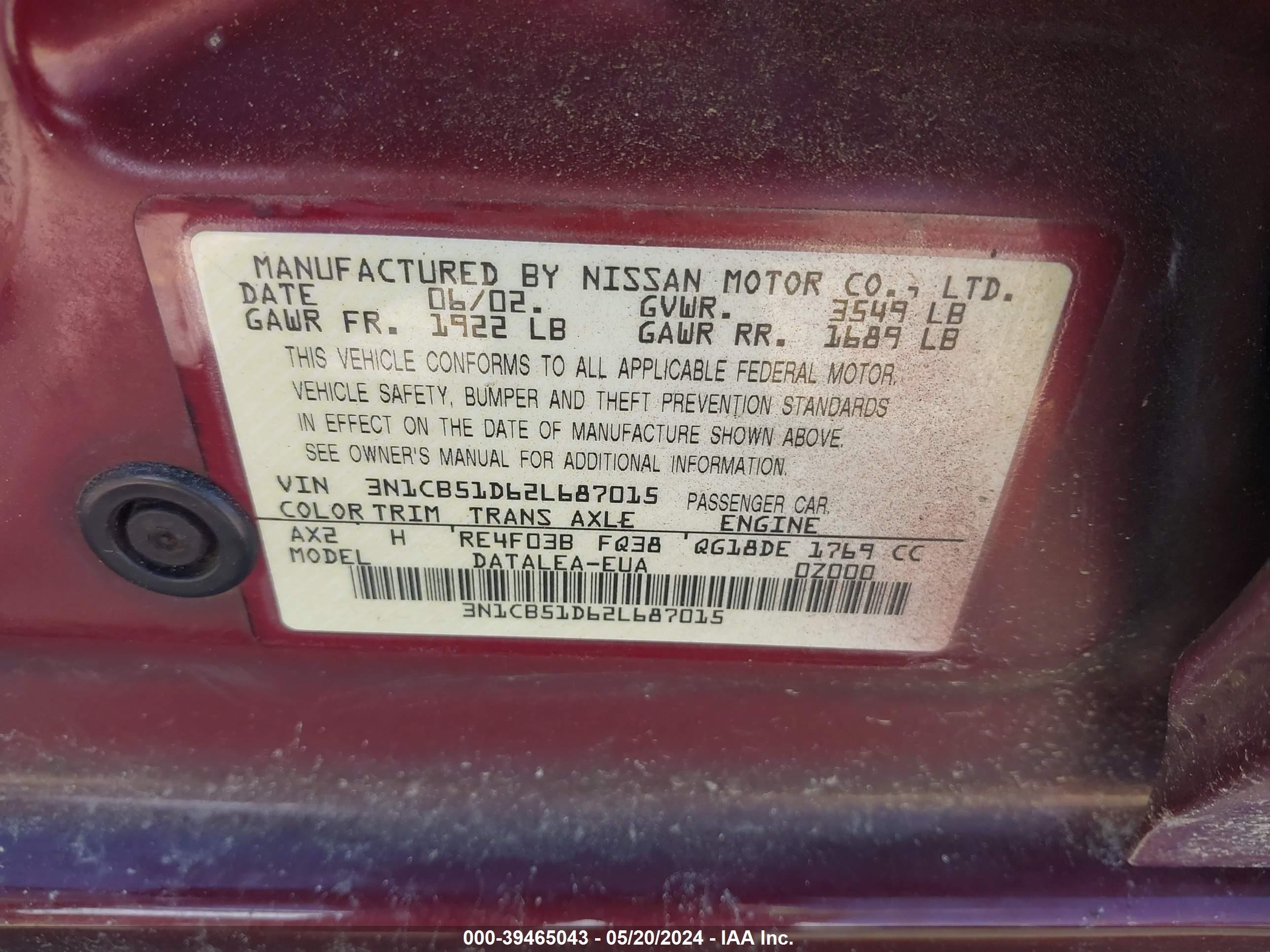 Photo 8 VIN: 3N1CB51D62L687015 - NISSAN SENTRA 