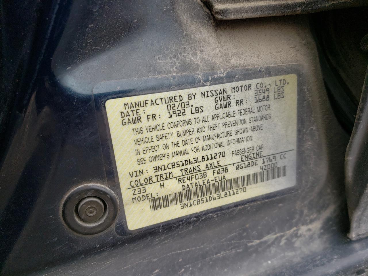 Photo 11 VIN: 3N1CB51D63L811270 - NISSAN SENTRA 