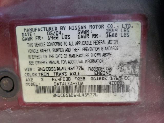 Photo 11 VIN: 3N1CB51D64L459776 - NISSAN SENTRA 1.8 