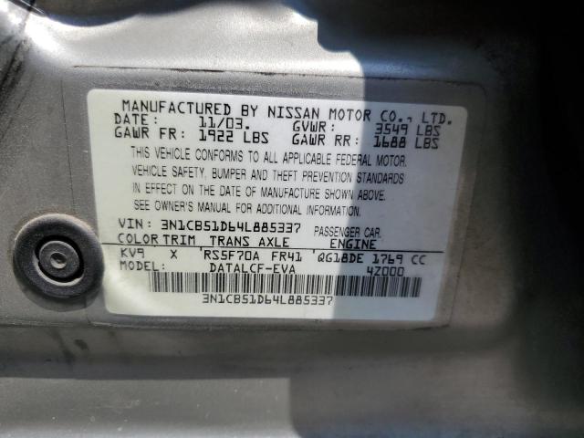 Photo 11 VIN: 3N1CB51D64L885337 - NISSAN SENTRA 1.8 