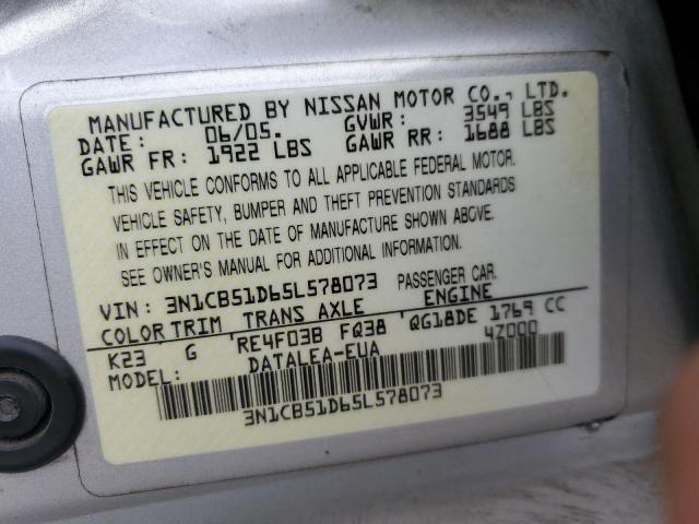 Photo 11 VIN: 3N1CB51D65L578073 - NISSAN SENTRA 