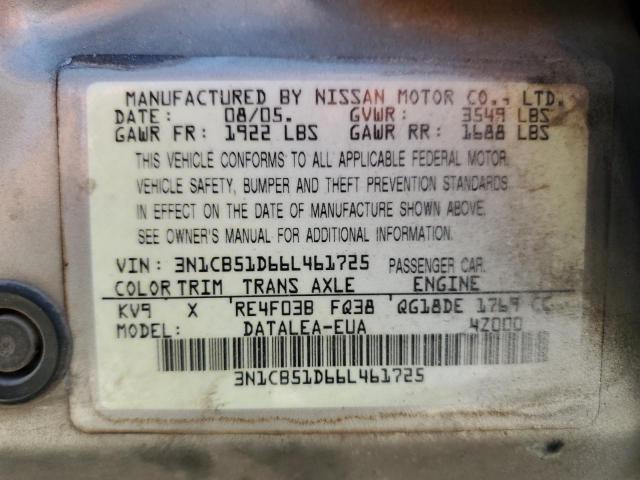 Photo 11 VIN: 3N1CB51D66L461725 - NISSAN SENTRA 1.8 