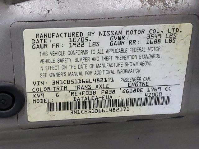 Photo 11 VIN: 3N1CB51D66L482171 - NISSAN SENTRA 