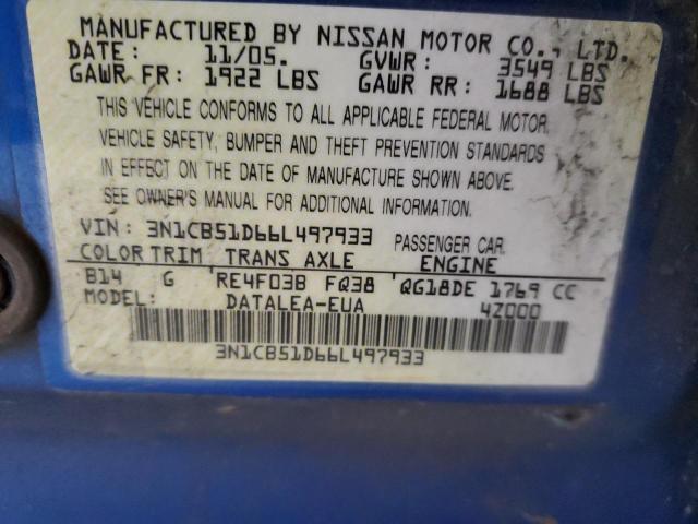 Photo 11 VIN: 3N1CB51D66L497933 - NISSAN SENTRA 