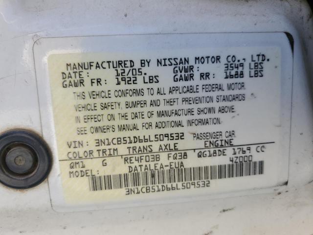 Photo 11 VIN: 3N1CB51D66L509532 - NISSAN SENTRA 1.8 