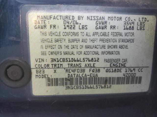 Photo 12 VIN: 3N1CB51D66L576812 - NISSAN SENTRA 