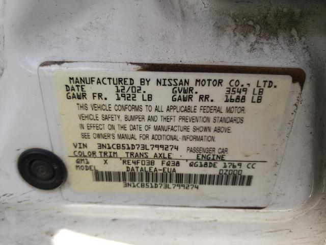 Photo 9 VIN: 3N1CB51D73L799274 - NISSAN SENTRA XE 