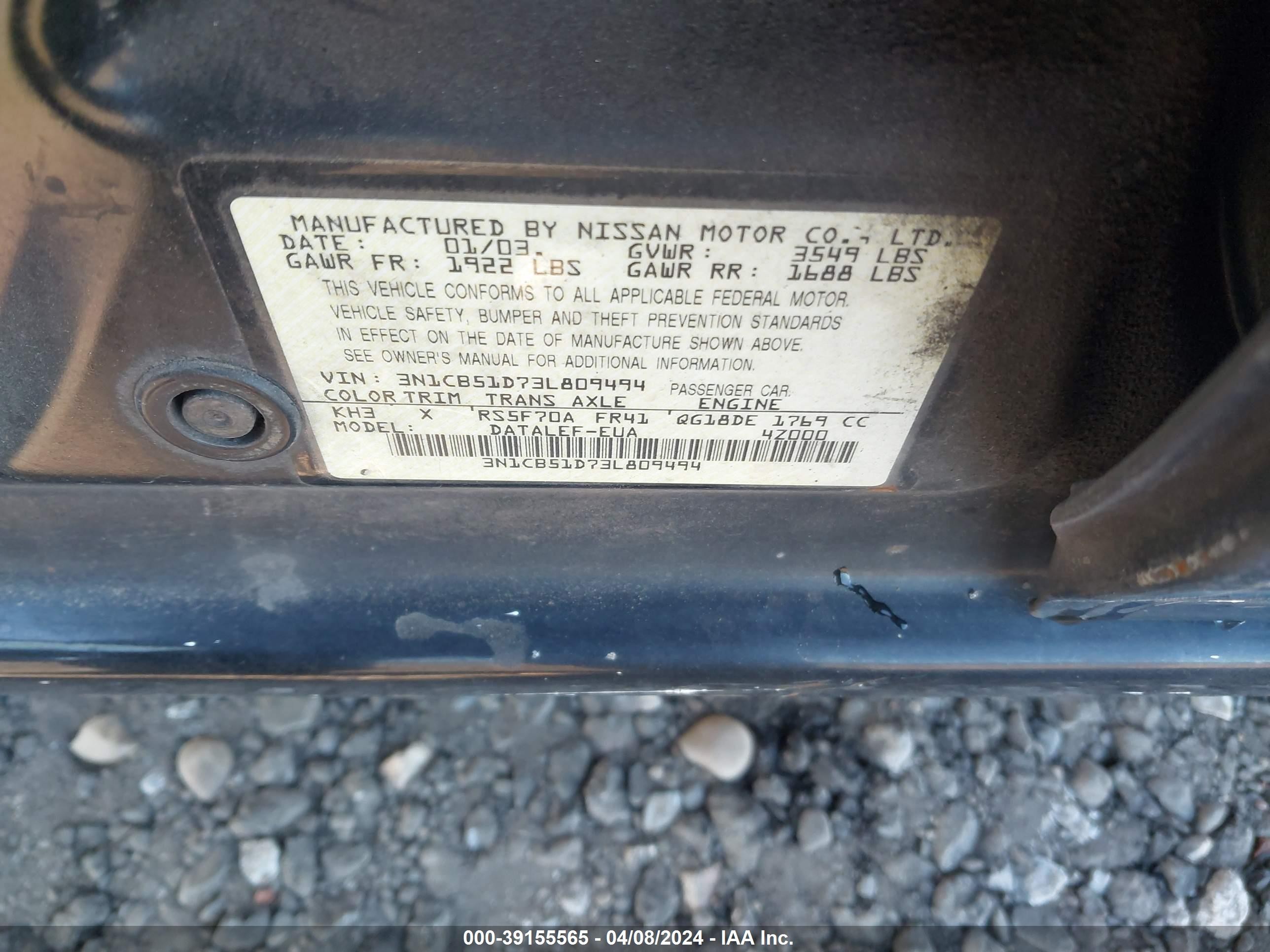 Photo 8 VIN: 3N1CB51D73L809494 - NISSAN SENTRA 