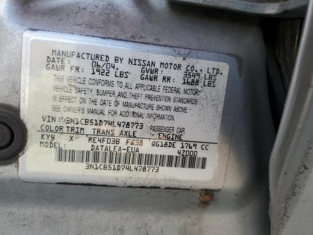 Photo 12 VIN: 3N1CB51D74L478773 - NISSAN SENTRA 