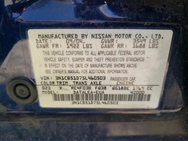 Photo 11 VIN: 3N1CB51D75L460503 - NISSAN SENTRA 1.8 