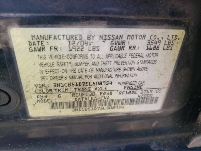 Photo 11 VIN: 3N1CB51D75L508954 - NISSAN SENTRA 