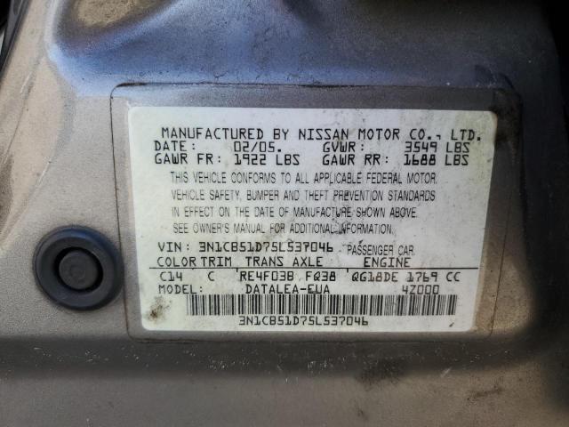 Photo 11 VIN: 3N1CB51D75L537046 - NISSAN SENTRA 