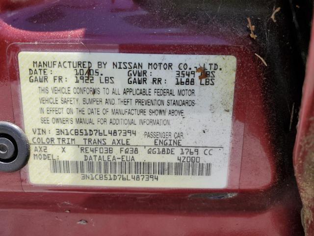 Photo 11 VIN: 3N1CB51D76L487394 - NISSAN SENTRA 