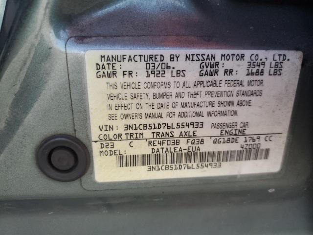 Photo 11 VIN: 3N1CB51D76L554933 - NISSAN SENTRA 