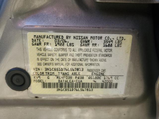 Photo 11 VIN: 3N1CB51D76L567813 - NISSAN SENTRA 1.8 