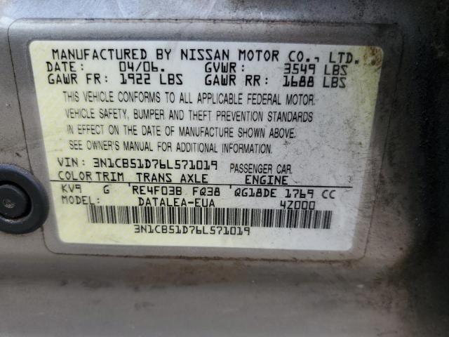 Photo 11 VIN: 3N1CB51D76L571019 - NISSAN SENTRA 