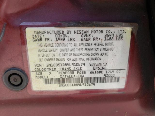 Photo 9 VIN: 3N1CB51D84L910674 - NISSAN SENTRA 1.8 