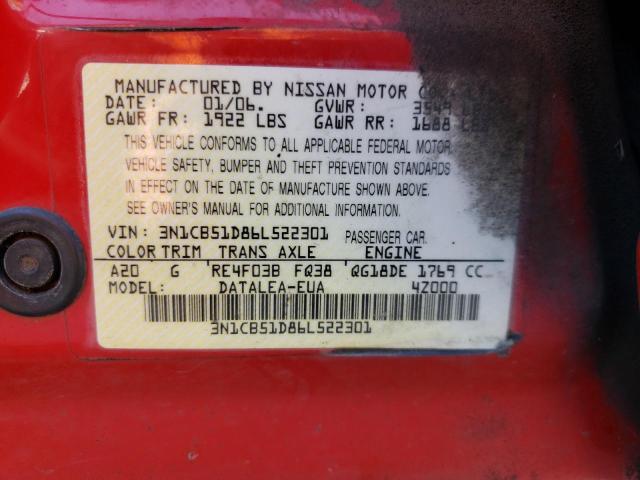 Photo 11 VIN: 3N1CB51D86L522301 - NISSAN SENTRA 