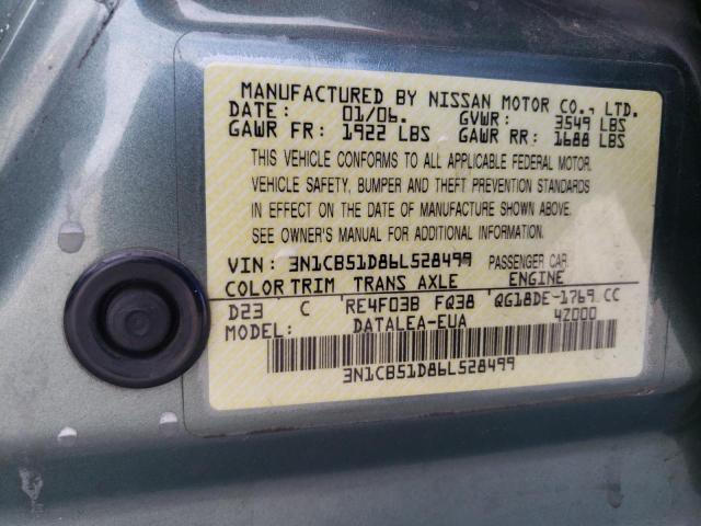 Photo 11 VIN: 3N1CB51D86L528499 - NISSAN SENTRA 