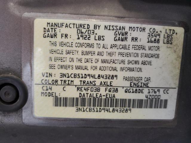 Photo 11 VIN: 3N1CB51D94L843289 - NISSAN SENTRA 