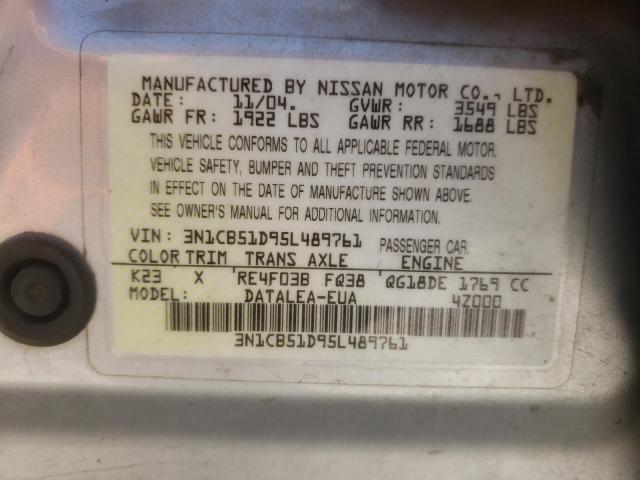 Photo 11 VIN: 3N1CB51D95L489761 - NISSAN SENTRA 