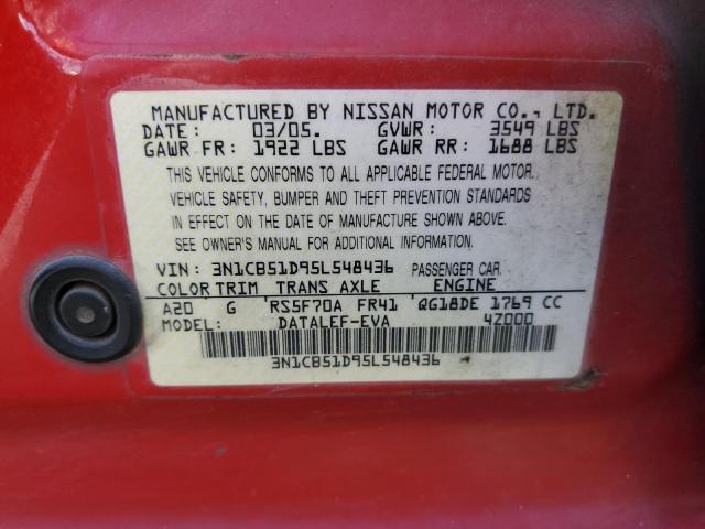 Photo 11 VIN: 3N1CB51D95L548436 - NISSAN SENTRA 1.8 