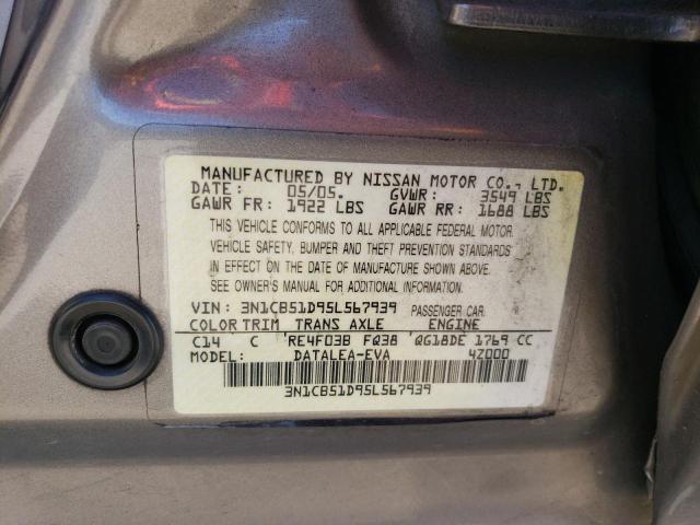 Photo 11 VIN: 3N1CB51D95L567939 - NISSAN SENTRA 