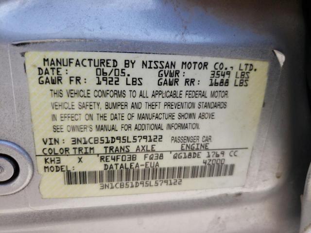 Photo 11 VIN: 3N1CB51D95L579122 - NISSAN SENTRA 1.8 