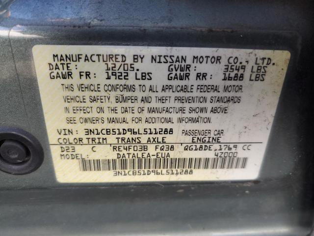 Photo 12 VIN: 3N1CB51D96L511288 - NISSAN SENTRA 