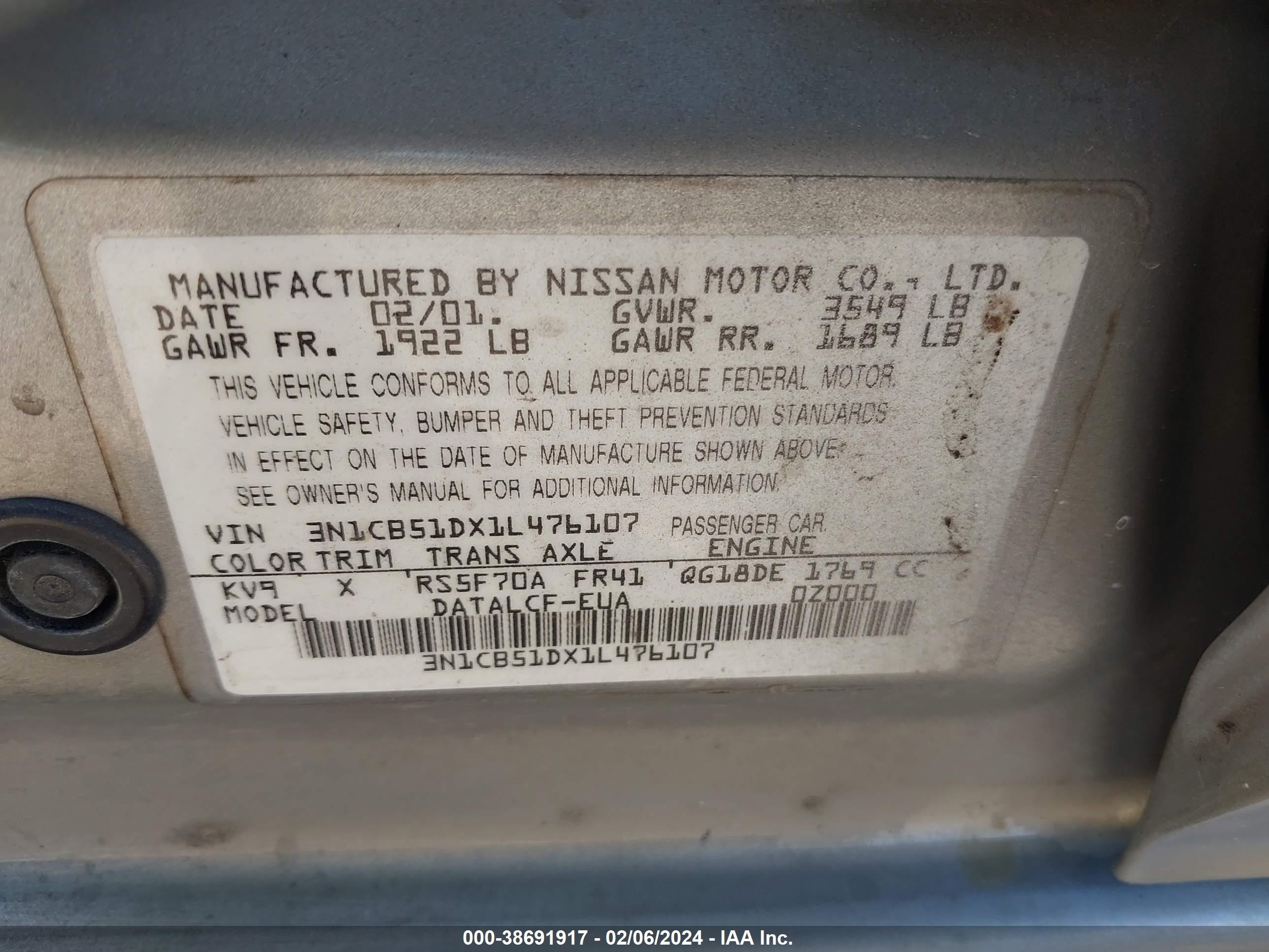 Photo 8 VIN: 3N1CB51DX1L476107 - NISSAN SENTRA 