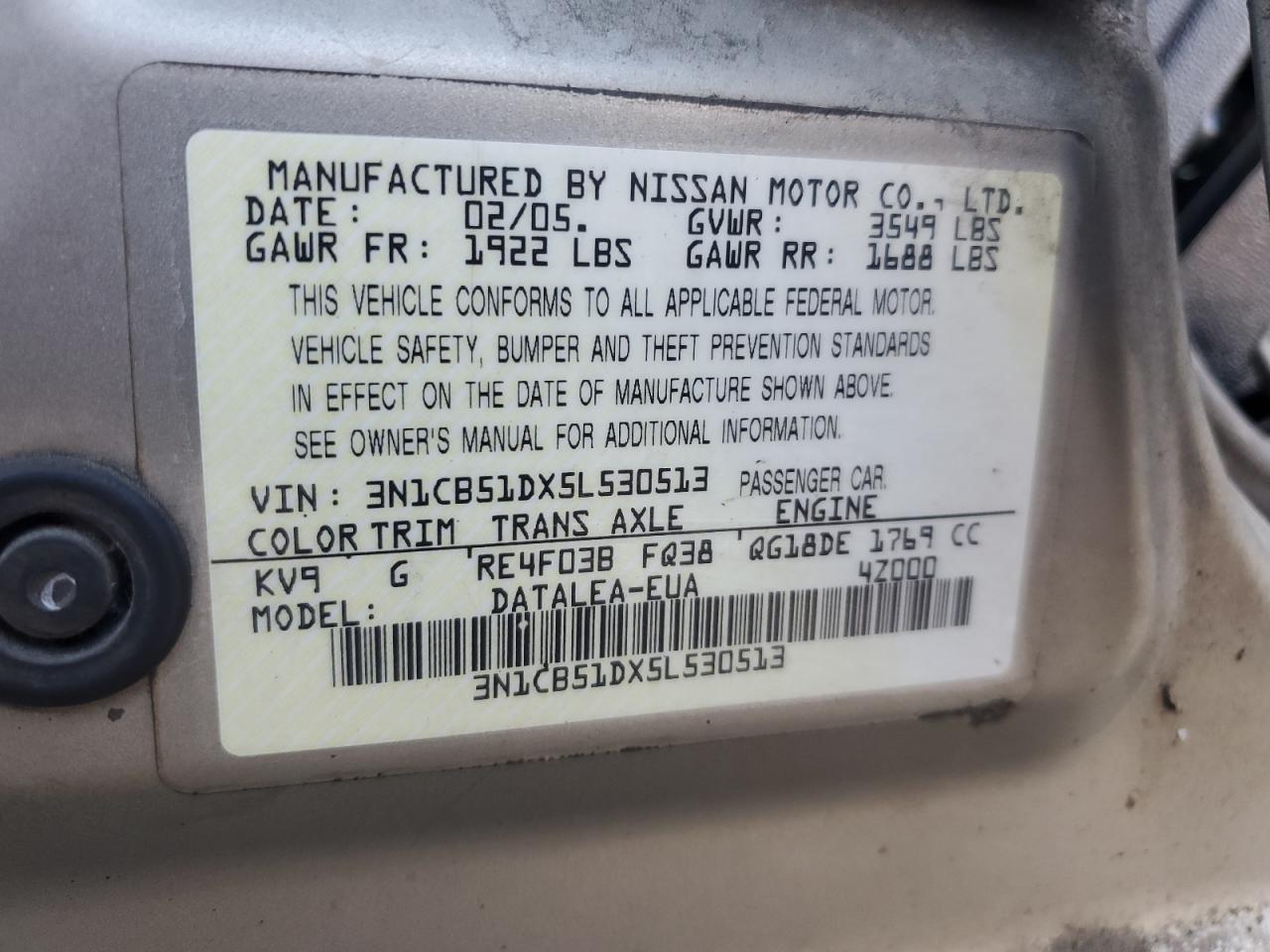 Photo 12 VIN: 3N1CB51DX5L530513 - NISSAN SENTRA 