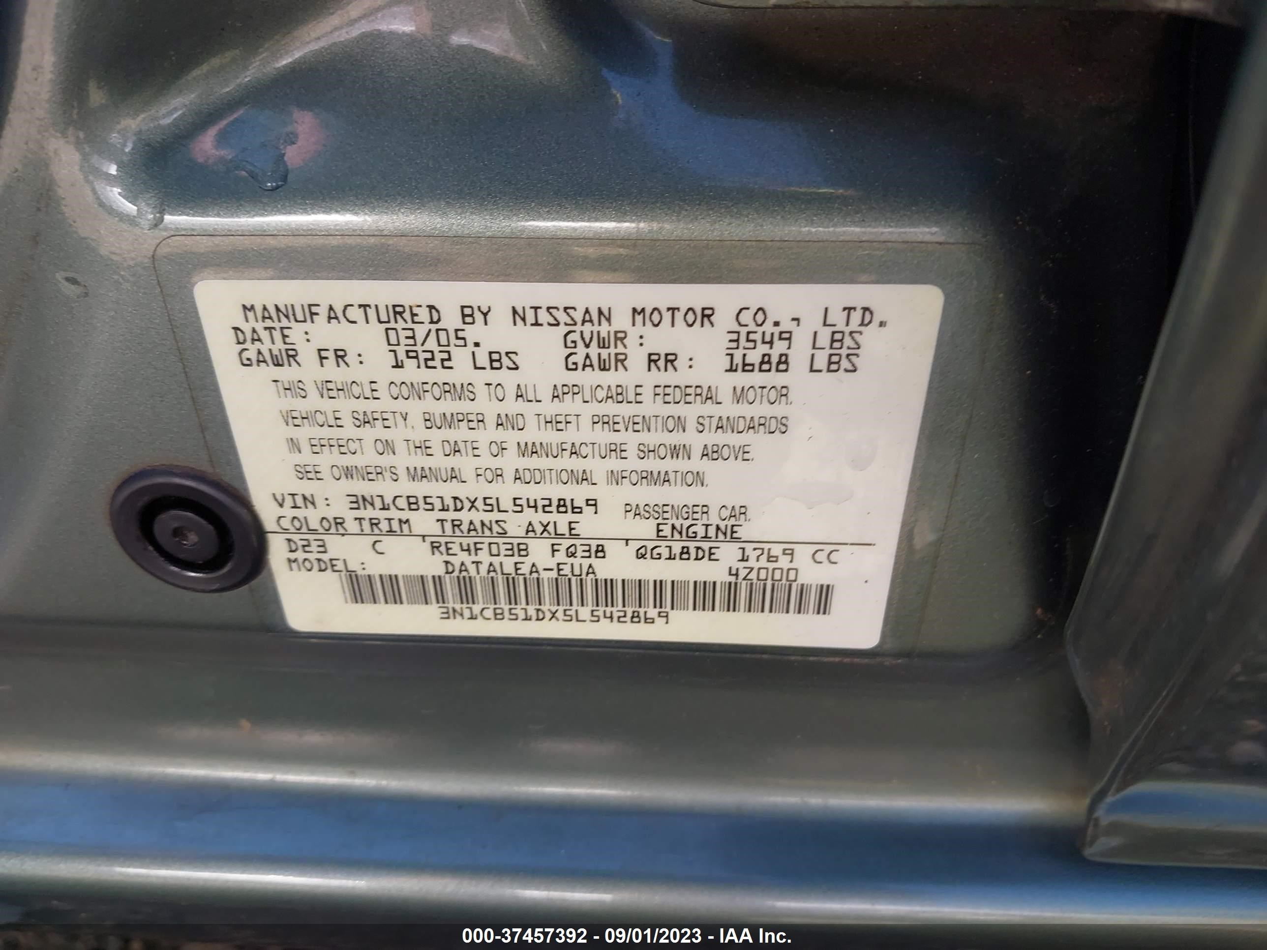 Photo 9 VIN: 3N1CB51DX5L542869 - NISSAN SENTRA 