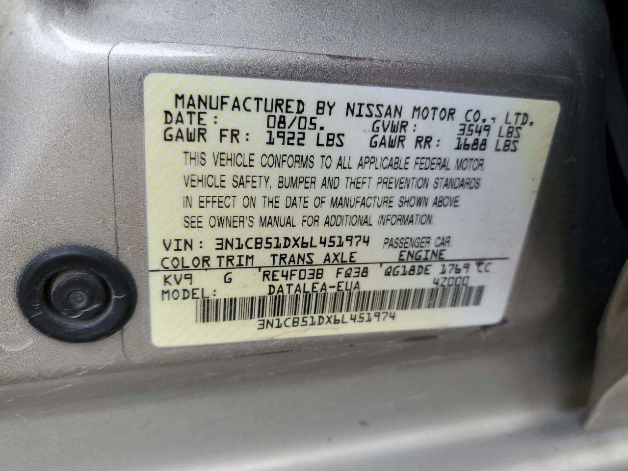 Photo 11 VIN: 3N1CB51DX6L451974 - NISSAN SENTRA 