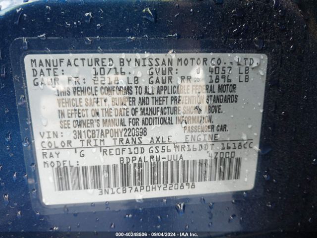 Photo 8 VIN: 3N1CB7AP0HY220898 - NISSAN SENTRA 