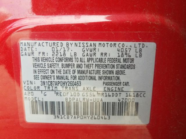 Photo 9 VIN: 3N1CB7AP0HY260463 - NISSAN SENTRA SR 