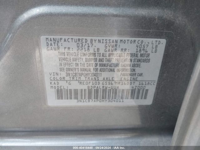 Photo 8 VIN: 3N1CB7AP0HY304011 - NISSAN SENTRA 