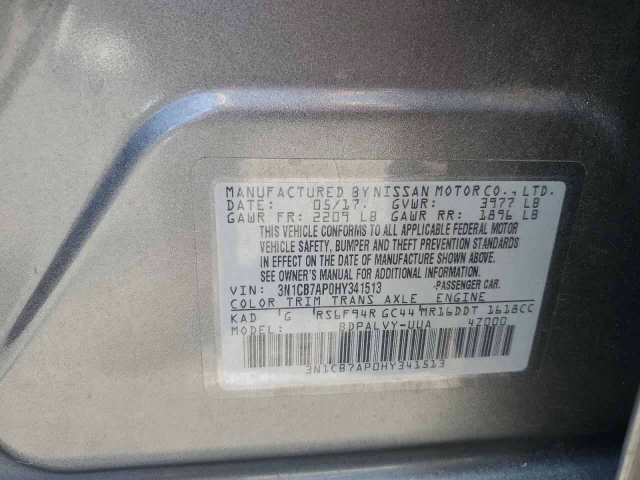 Photo 11 VIN: 3N1CB7AP0HY341513 - NISSAN SENTRA 