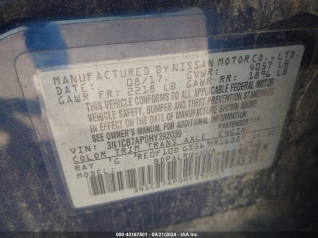 Photo 8 VIN: 3N1CB7AP0HY392039 - NISSAN SENTRA 