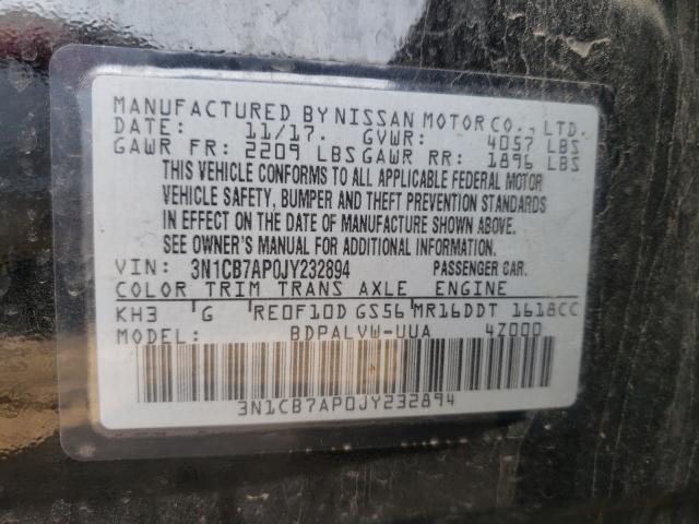 Photo 9 VIN: 3N1CB7AP0JY232894 - NISSAN SENTRA SR 