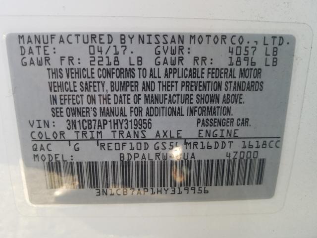 Photo 9 VIN: 3N1CB7AP1HY319956 - NISSAN SENTRA SR 