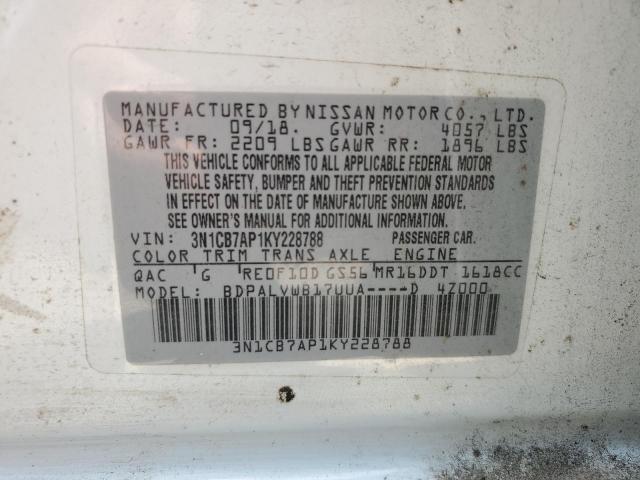 Photo 12 VIN: 3N1CB7AP1KY228788 - NISSAN SENTRA SR 